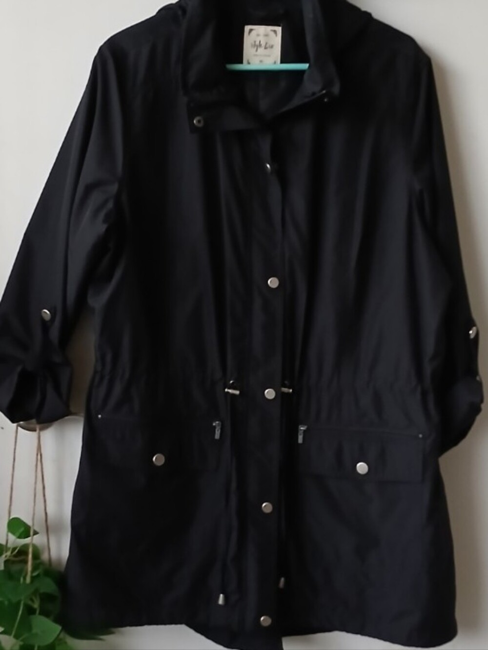 Style & Co Black Utility Anorak Jacket Womens Sz. XL